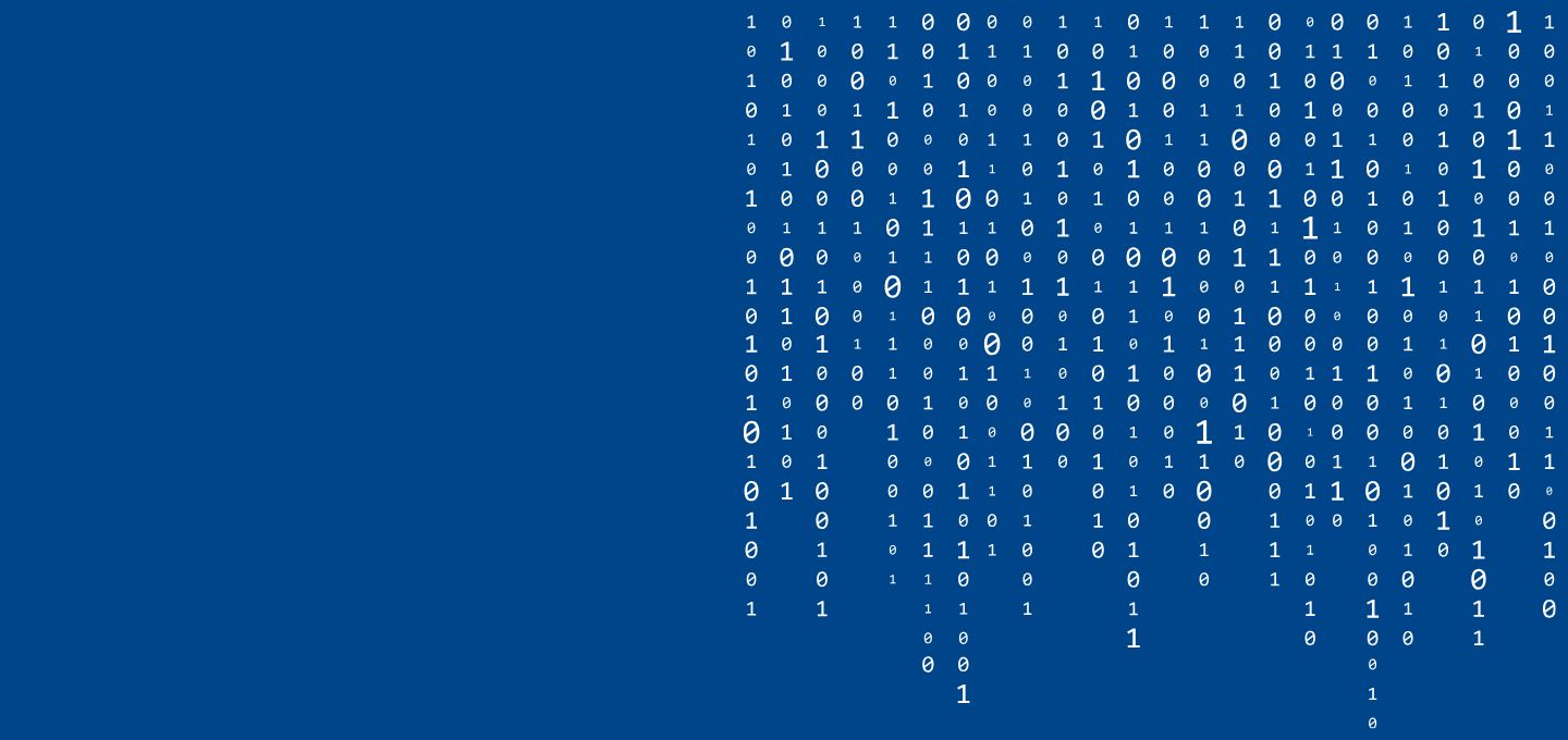 Blauer Hintergrund mit binärem Code – Symbolbild für Ausbildung als Fachinformatiker:in | Sarstedt