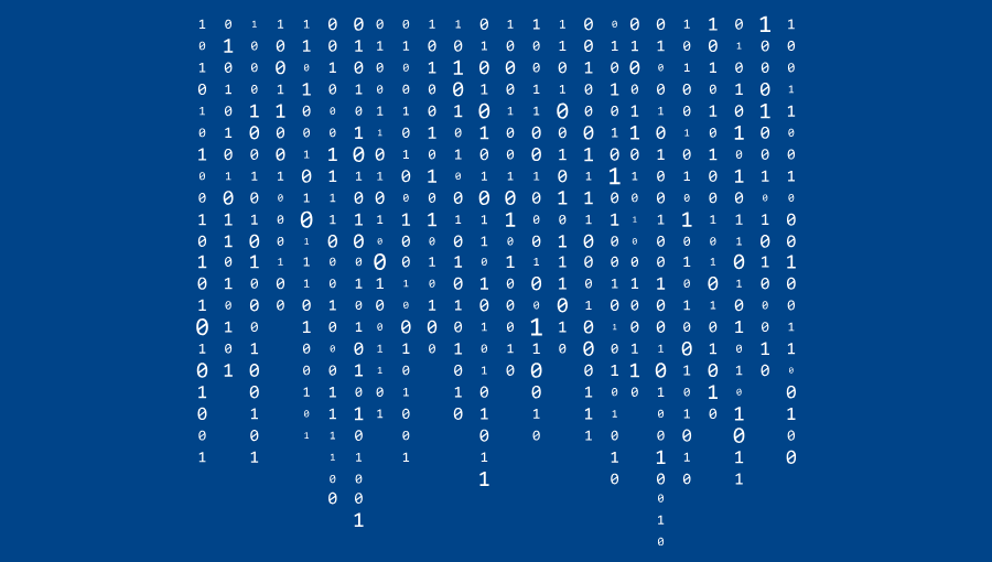 Blauer Hintergrund mit binärem Code – Symbolbild für Ausbildung als Fachinformatiker:in | Sarstedt