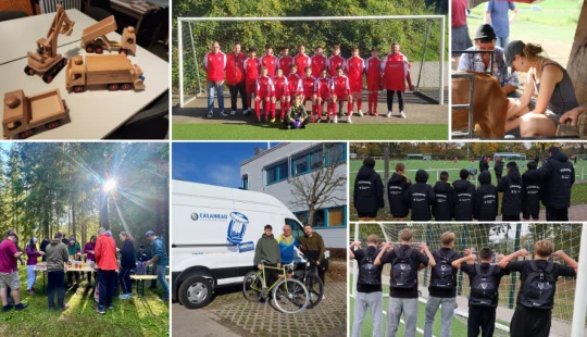 Collage aus verschiedenen Sponsoring‑ und Engagement‑Projekten 2025, darunter Kinderaktivitäten, Sportmannschaften, Jugendprogramme und lokale Initiativen.