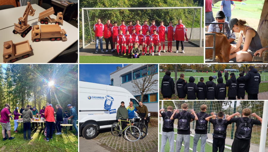 Collage aus verschiedenen Sponsoring‑ und Engagement‑Projekten 2025, darunter Kinderaktivitäten, Sportmannschaften, Jugendprogramme und lokale Initiativen.