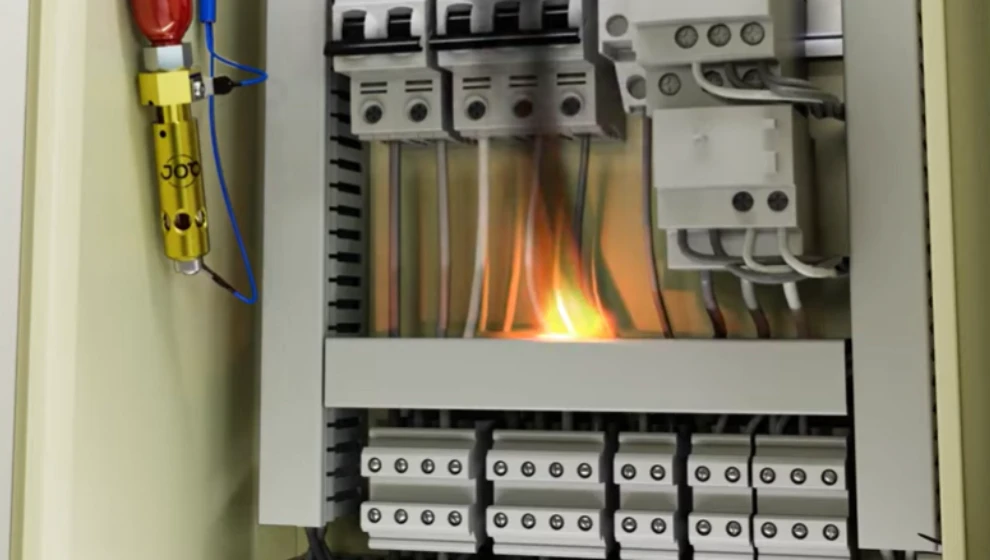 Video-Vorschau: S-AMFE erkennt und löscht einen Entstehungsbrand im Schaltschrank