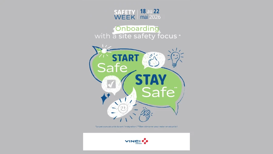 Visual zur Safety Week 2026 mit Fokus auf sicheres Onboarding und Arbeitssicherheit