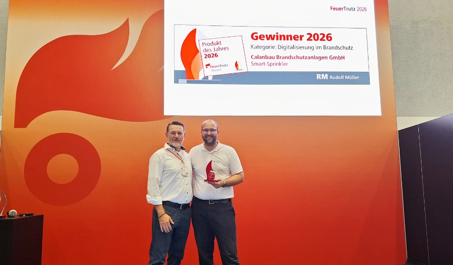 Preisverleihung des FeuerTrutz Awards 2026 für den SmartFit® Sprinkler in der Kategorie Digitalisierung im Brandschutz